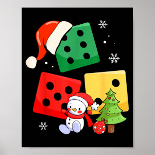Zes Zeven Kerstmis Drie Dobbelstenen Kerstman Hoed Poster