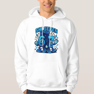 Zes Zeven Leuke Cartoon Nummer Karakter Kunst Hoodie