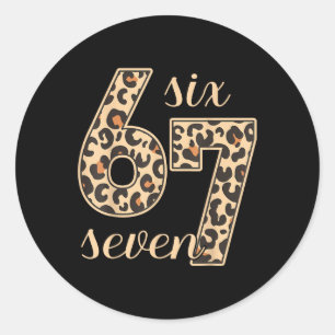 Zes Zeven Meme 6-7 Nummer Luipaardprint Gen Z Gen Ronde Sticker