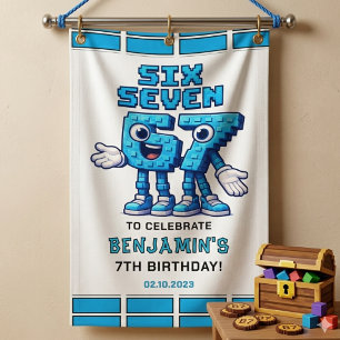 Zes Zeven Meme 7e Verjaardag   Grappig Trendy Spandoek