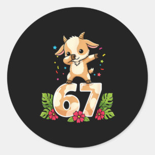 Zes Zeven Meme Dabbing Baby Geit 67 Grappige Gen Z Ronde Sticker