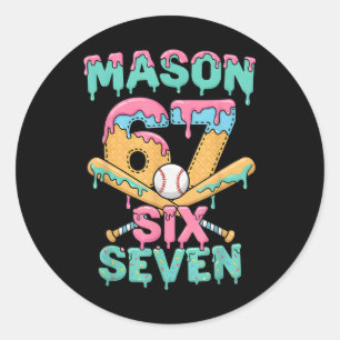 Zes Zeven Meme Mason Ijs Drip Grappig Bysebyll Ronde Sticker