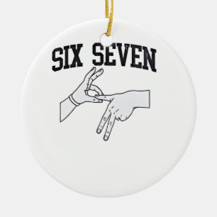 Zes Zeven Meme Viraal 67 Mason Gebarentaal Keramisch Ornament