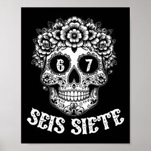 Zes Zeven Mexicaanse Los Muertos Calaveras Schedel Poster
