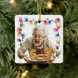Zes Zeven Op Grannie's Koekjesbord Kerstmis Keramisch Ornament