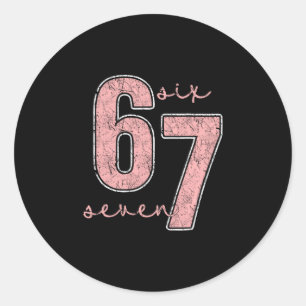 Zes Zeven Roze Nummer 67 Koppel 6 7 Koppel Hallowe Ronde Sticker