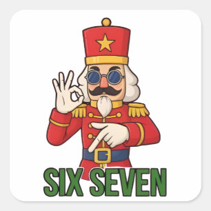 Zes Zeven Sneeuwman Kerst Notenkraker 6 7 Kerstmis Vierkante Sticker