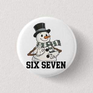 Zes Zeven Sneeuwman Kerstman 6 7 Xmas Ronde Button 3,2 Cm
