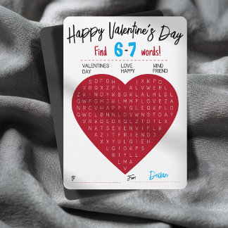 Zes Zeven Valentijn Woordzoek Hart Uitwisseling Kaart