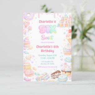 Zes Zoete Pastelkleurige Snoepjes 6e Verjaardag Kaart