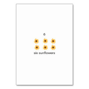 Zes zonnebloemen, aangepaste nummer flashcards kaart