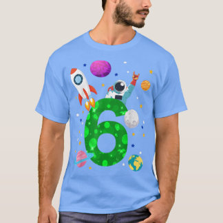 Zesdaagse raket, planeten, sterren, astronaut t-shirt