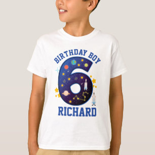 Zesde Birthday Boy Space 6   Planten Galaxy T-shirt