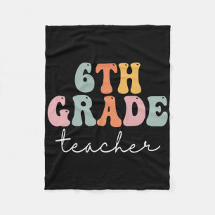 Zesde graad Leerleraar Retro Groovy Eerste Dag O Fleece Deken