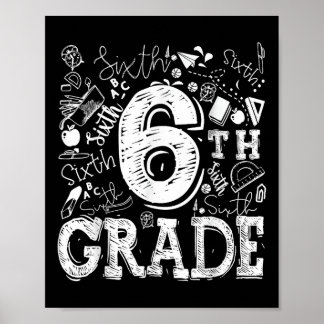 Zesde Grade Typografie Team Kinder Teacher Terug Poster