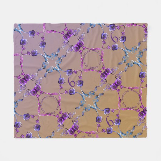 Zesde Jubileum Amethyst Rozen Fleece Deken (Voorkant (Horizontaal))