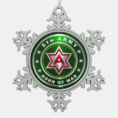 Zesde Keramische Leger Tin Sneeuwvlok Ornament (Voorkant)