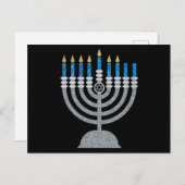 Zesde nacht van het Briefkaart Hanukkah Glitter (Voorkant / Achterkant)