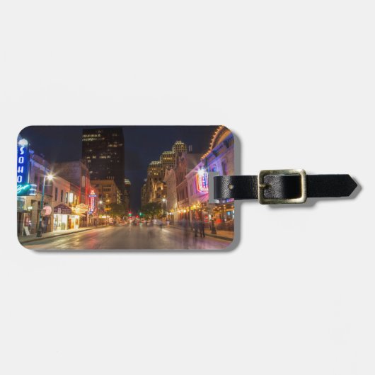 Zesde straat in Dusk in het centrum van Austin, Te Bagagelabel (Voorkant horizontaal)