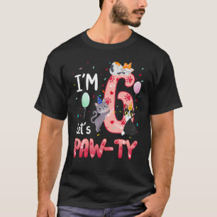 Zesde verjaardag van het meisje Cat Kitten 6 jaar T-shirt