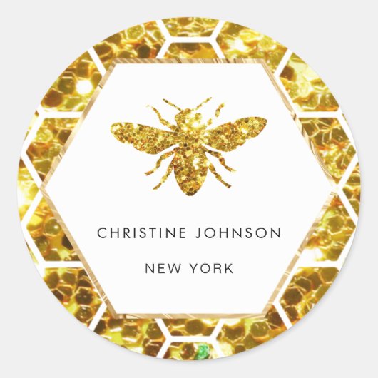 Zeshoek bij logo op wit ronde sticker (Voorkant)