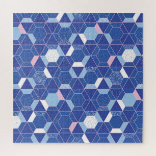 Zeshoeken, driehoeken: geometrisch abstract patroo legpuzzel