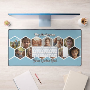 Zeshoekige familiefotocollage bureaumat