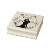 Zeshoekige Trouwstempel met Silhouet van Paar Rubberstempel (Stempel)