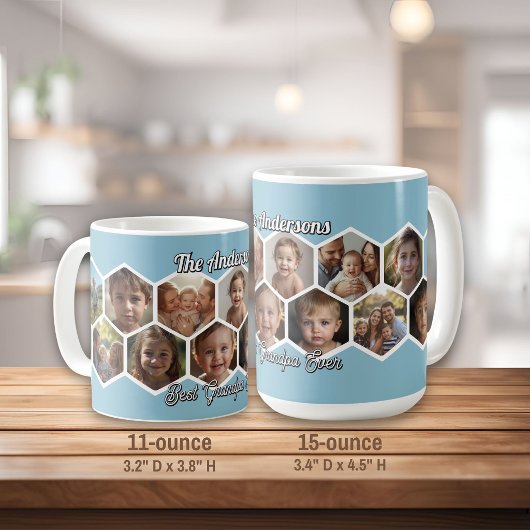 Zeskant familiefoto collage koffiemok