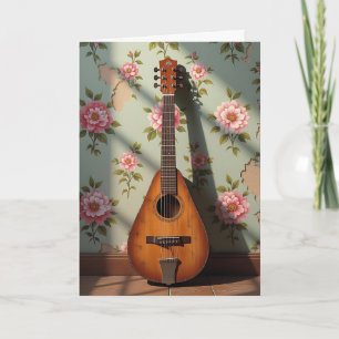 Zessnarige Dulcimer  Bloemen Verjaardag Kaart