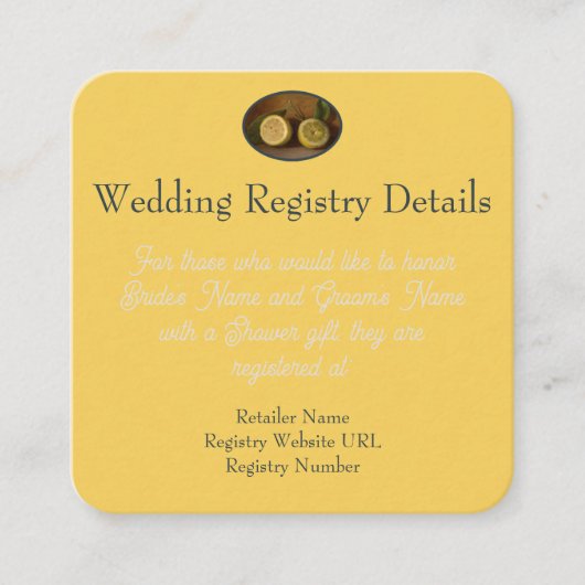 Zest Wishes Lemon bruiloft Registry Enclosure Kaar Informatiekaartje (Voorkant)
