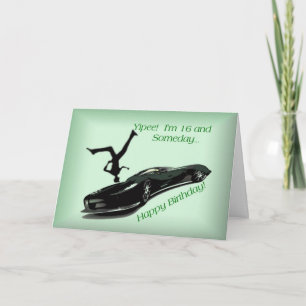 Zestien jaar oud en houdt van auto's kaart