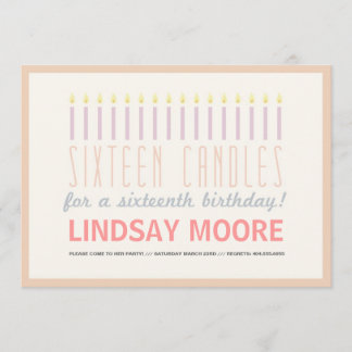 zestien kaarsen Birthday Invite Kaart