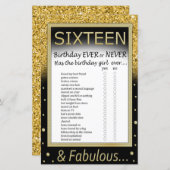 Zestien verjaardag ooit of nooit (Voorkant / Achterkant)