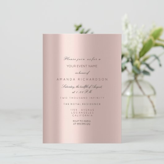 Zestiende Bruidsroos Pastel Roze Roos Diamant Kaart (Staand voorkant)