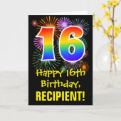 zestiende verjaardag: Fireworks Pattern + Rainbow Kaart (Gele Bloem)