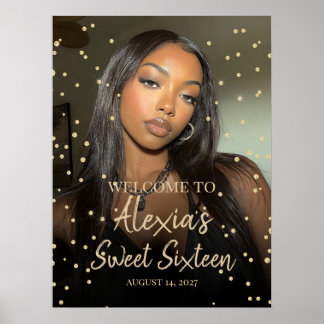 Zestiende verjaardag goud diamanten welkom poster