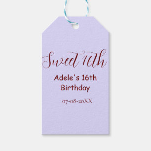 Zestiende verjaardag paarse pastel mauve retro naa cadeaulabel