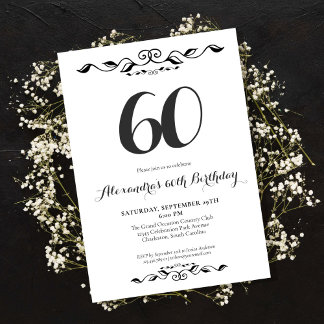 Zestig Elegant Zwart & Wit 60ste Verjaardagsfeestj Kaart