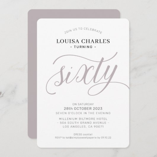 ZESTIG elegante verjaardag chique script moderne p Kaart (Voorkant / Achterkant)