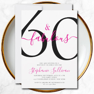 Zestig en Fabulous Lettertype 60e Verjaardagsfeest Kaart