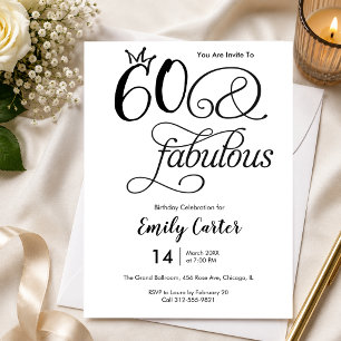 Zestig en Fabulous Script 60e Verjaardagsfeestje Kaart