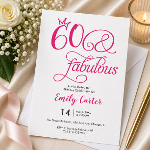 Zestig en Fabulous Script Roze 60e Verjaardagsfees Kaart