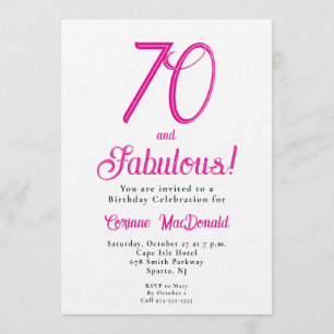 Zestig en Fabulous Script Roze 70ste Verjaardagsfe Kaart
