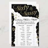 Zestig en sassy Birthday dit of dat spel (Voorkant / Achterkant)