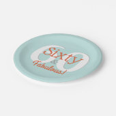 Zestig & Fabulous Happy 60th Verjaardag Blauwgroen Papieren Bordje (Gekanteld)