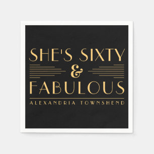 Zestig & Fabulous Lines Art Deco 60ste verjaardag Servet