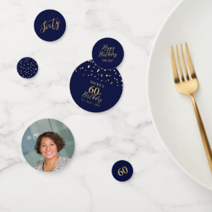 zestig   Gold & Navy Confetti 60ste verjaardagsfee
