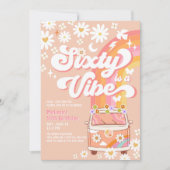 Zestig is een vibe van groovy daisy hippie verjaar kaart (Voorkant)