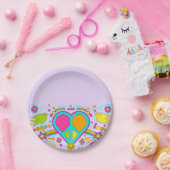 Zestig jaren '60 hippy peace flower power retro pa papieren bordje (Feest)